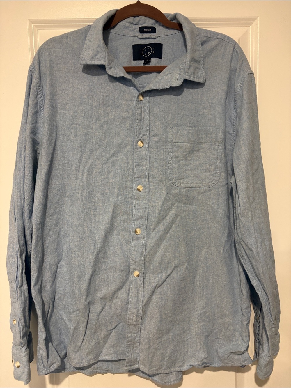 Men's Light Blue Casual Button-Down Shirt by SOLAR